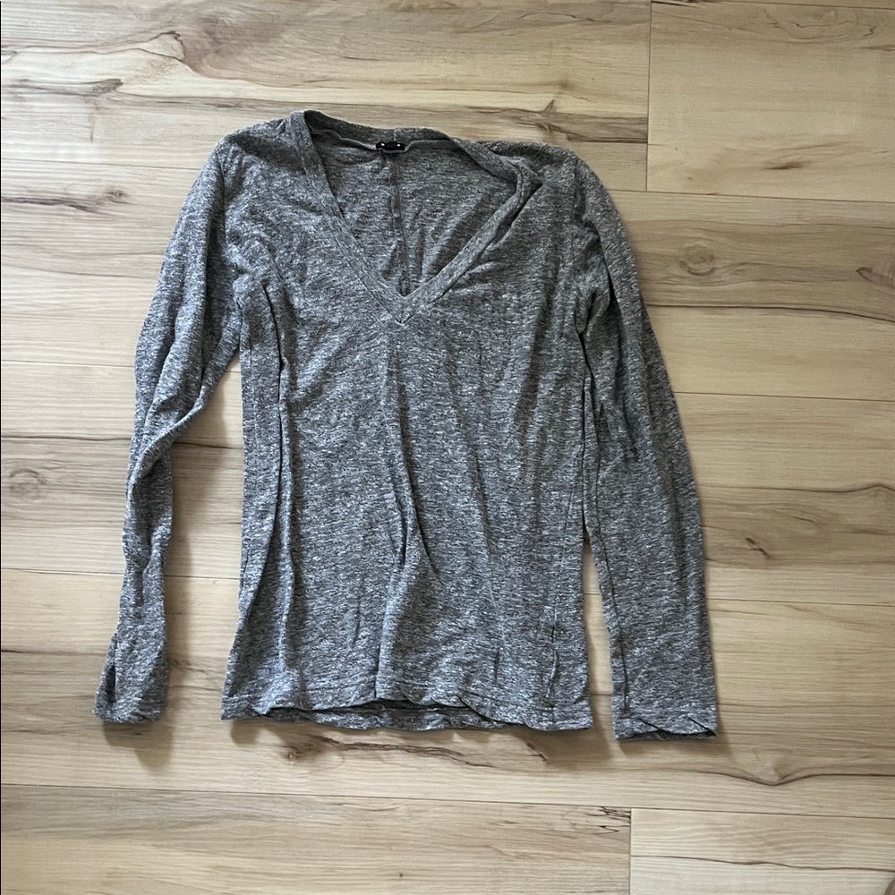 Monrow Heather Gray V-Neck Blouse